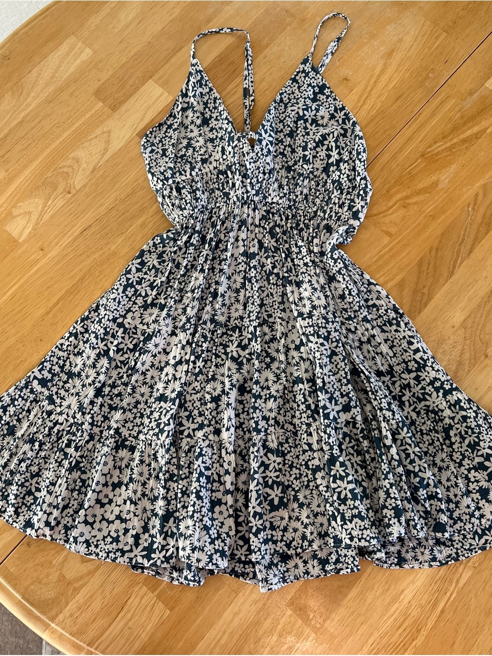 Angie Navy and White Floral Mini Sundress - Picture 3 of 4